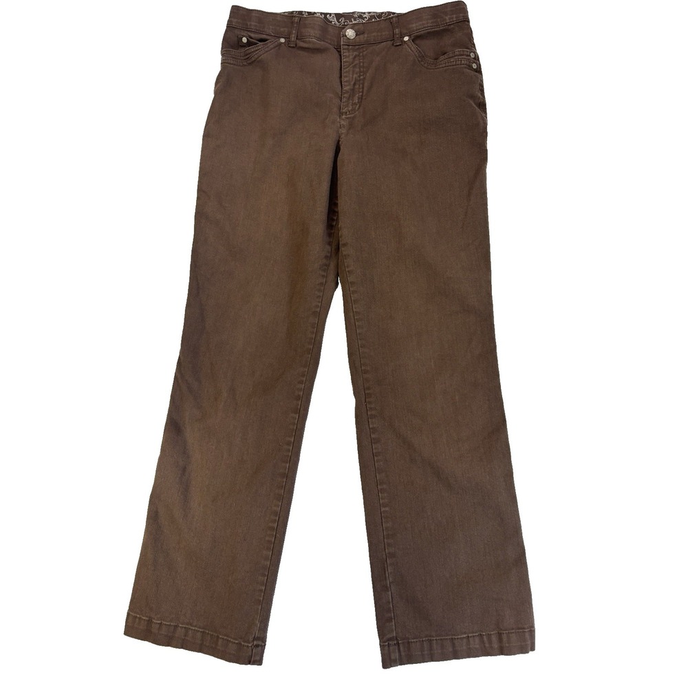 Erika Women's 10 Brown Straight Leg Comfort‎ Waist Jeans Western Cowgirl Rodeo